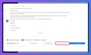 A digital interface displays an email draft with an "Add to Service" button highlighted.