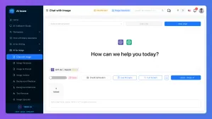 A generative AI platform dashboard showing options for text, image, and code generation.