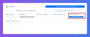 User interface for image generation with metadata options, highlighted on the right.