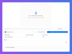 A clean user interface for a speech-to-text application with a microphone icon and input fields.