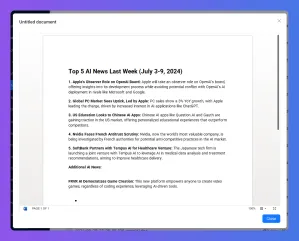 Digital document showing 'Top 5-M News Last Week (July 1-5, 2024)' with five bullet points.