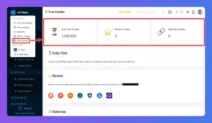 Dashboard showing highlighted 'Peer Credits' section with options for unlocking and claiming credits.