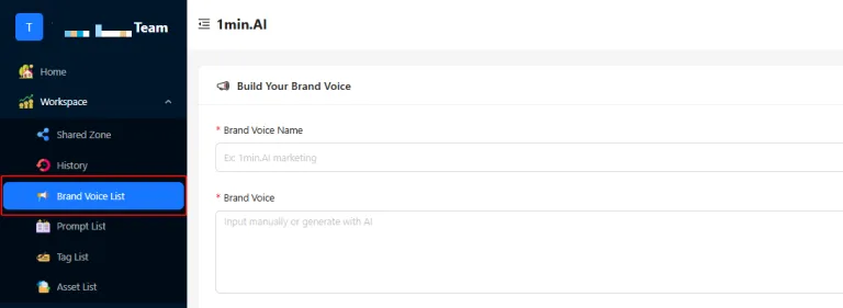User interface showing 'Shared Work Kit' selected and a form to build brand status.