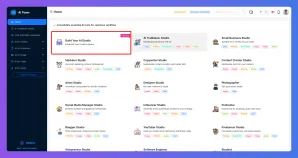 Workflow management interface displaying AI tools with the 'Build New Workflow' card selected.