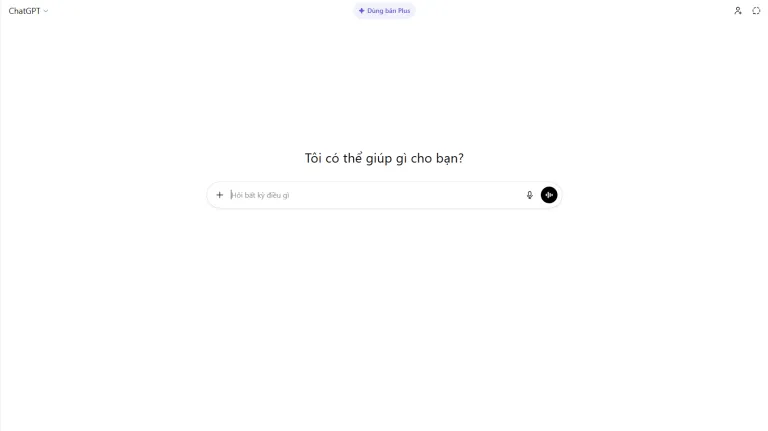 Minimalist white interface with a Vietnamese question 'Vô Cả Thể Giúp Gì Cho Bạn?' and input field.