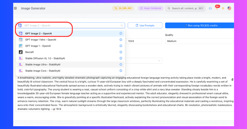 A screenshot shows an Image Generator interface with 'GPT Image 2 - OpenAI' selected in a dropdown.