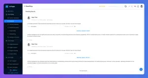 Dark mode web application interface displaying a chat conversation with messages and user names.