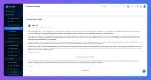 Web application showing a content marketing brief with a sidebar navigation.