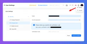 Interfaz de configuración de usuario que muestra el proceso de verificación de correo electrónico con una opción de edición resaltada.