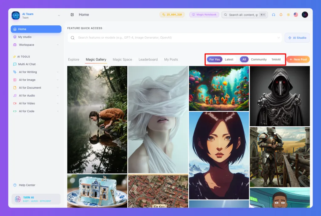 Digital asset manager showing an image gallery with highlighted Public and Private filters.