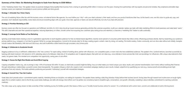 Document detailing marketing strategies for scaling a business from startup to $100 million.